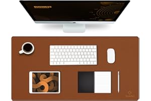 K KNODEL Tappetino Scrivania, Sottomano Scrivania, 80cm x 40cm in Similpelle PVC, Tappetino per Laptop, Copri Scrivania, Doppia Facciata (Marrone)