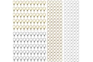 IOSPKKIO® 100 Stück Verschlüsse für Schmuckherstellung, Kettenverschlüsse mit 200 Biegeringen in Gold und Silber - Schmuckverschlüsse für Armbänder, Halsketten