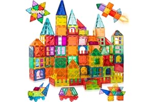 Dhapy Kids Magnetic Tiles Toys, 100Pcs 3D Magnetic Building Blocks Tiles Set, Building Construction Educational STEM Toys for 3+ Year Old Boys and Girls