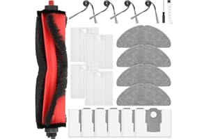 FENKABS 21 Stück Zubehörset für Roborock Q7 L5+ / Q7 M5+ Saugroboter mit 1 Hauptbürsten 4 Wischtücher 4 Filtern 6 Staubbeuteln 4 Seitenbürsten 1 Reinigungsbürste 1 Schraubendreher