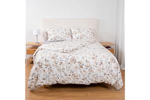 Etrexonline Juego de Funda Nórdica 3 Piezas Cama 90 Microfibra Suave Transpirable - 1 Funda Edredón 150x220 cm, 1 Bajera 90x200 cm y 1 Funda Almohada 50x110 cm (Floral Arena)