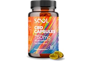 SOOL CBD Capsules 750mg 30pcs | 25mg CBD Per Gel Soft Capsule | Broad Spectrum CBD Oil Capsules | Blended with Hemp Oil | Relax - Recover - Revive