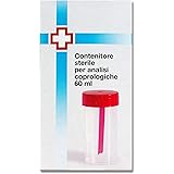 Megaplast Contenitore urine 60ml, sterile per analisi coprologiche, feci per analisi, raccoglitore sterile da 60ml con tappo 