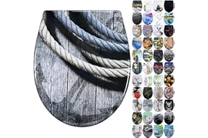 Fanmitrk Abattant de WC avec système d'abaissement automatique, couvercle de toilette avec fonction Quick Release, fixation par le haut, couvercle de toilette en Duroplast (UF81953)