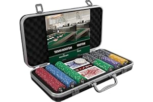 Bullets Playing Cards, Valigetta da poker Silvio, Set da poker con 300 chip da poker in ceramica con valori stampati, con pulsante di dealer, confezione doppia di carte da poker