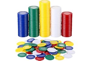 Skylety 1000 Stück Kunststoff Pokerchips Spielchips 5 Farben Zählerkarte für Kinder Spiel Lernen Mathematik Zählen Bingospiel Leere Chipkarte für Kinder Belohnung, 0,86 Zoll