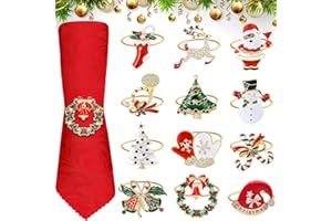 ZEXUPORIUM 12 Pièces Rond de Serviette Noel, Set de Decoration de Table Noel en Métal, pour Décoration du Réveillon de Noël, Fête, Mariage, Thanksgiving