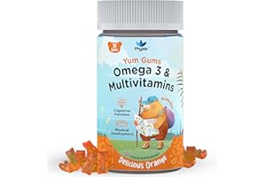 Physis Kids Multivitamin & Omega 3 Gummies | Ages 2+ | 30 Orange Flavour Chewable Gummies with Vitamins C, D, Omega 3 & More | Kids Chewies for Cognition, Energy & Support Growth | Children's Vitamins