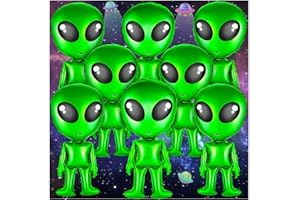 LZMDISU 8 Pcs Alien Balloons, 32in Inflatable Green Alien Funny Inflatable Alien Balloon Blow Up Alien for Alien Party, Halloween, Christmas, Birthday Decoration