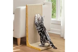 Conlun Cardboard Cat Scratcher,58 cm L Shape Scratch Pad Wall Mounted,Vertical Scratching Post Durable Cardboard to Protect Furniture for Indoor Cats,Wood Grain Large