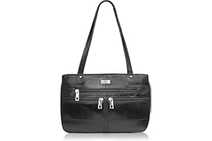 Quenchy London Real Leather Handbag, Ladies Designer Shoulder Bag with 9 Pockets inc Umbrella Compartment, 3 Large Main Sections - 2 Straps, Medium Size - QL172M