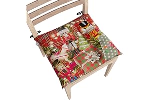 PETTI Artigiani Italiani - Cuscini per Sedia Cucina Natalizi, Cuscini Sedie Natale Set da 6 Pezzi, Cuscini Coprisedie Natalizi in Microfibra con Laccetti, 100% Made in Italy