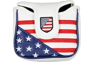 OUTDOOR LEISURE Cubierta de putter para mazo de golf, tira y cierre magnético de piel sintética con bordado de estrellas, diseño de bandera de Estados Unidos