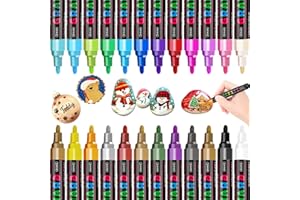 ‎RATEL RATEL Acrylstifte Marker Stifte, 24 Farben Premium Wasserfest Paint Marker Set Wasserfest Permanent Art Filzstift Acrylic Painter für DIY Stein, Leinwand, Papier, Glasmalerei, Metall-Mittlerer Spitze