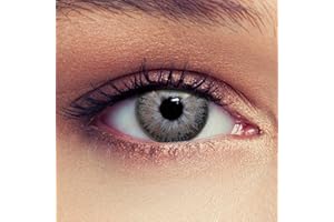Designlenses, lentilles de couleur gris sans correction (0,00 dioptries), naturelles colorées, 30 jours d'utilisation, 1 paire (2 pièces) (Gris)