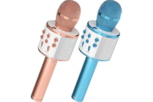 2 Pack Karaoke Microphone for Kids, Wireless Bluetooth Karaoke Microphone for Singing, Portable Handheld Mic Speaker Machine, Great Gifts Toys for Girls Boys Adults All Age - Assorted Color