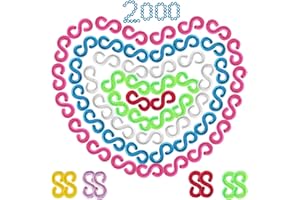 Zliger 2000 Stück Loom bänder Loom Bänder S-Clips, Verschlüsse Loom Bänder Bunte Verschlüsse Webstuhl S Clips Loom Bänder Zubehör für Anschluss von Loom Band Armbänder Schmuck Zubehör Werkzeug