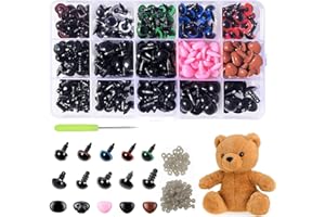 DEMOCRATIDO 560 Stück Kunststoff knopfaugen,Bunte Amigurumi Augen mit Unterlegscheiben,Sicherseitsnasen puppenaugen für Puppe Teddybär Spielzeuge DIY Basteln