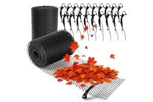 COM-FOUR® 16 metrowa rolka zabezpieczenia rynien do domu, wiaty samochodowej, stajni z 20 zaciskami - do przyciecia - zestaw do zabezpieczenia rynien (Zestaw 4 - Rolka 16m / 20 klipsów)