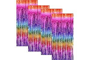 TLDBATICE 4 stycken glittergardiner färgglada, metallisk glittergardin, glitter, serpentiner, födelsedag, regnbåge, dekoration för bal, födelsedagsfest, karneval, fest, scendekoration 1 m x 2 m