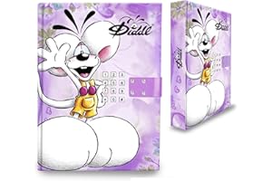 DIDDL - Journal Secret Digicode Diddl - Carnet Verrouillable à Code et Musique - Couverture Violette à Paillettes - Idéal Pour Confidences - Cadeau Fille - 3 Piles Incluses
