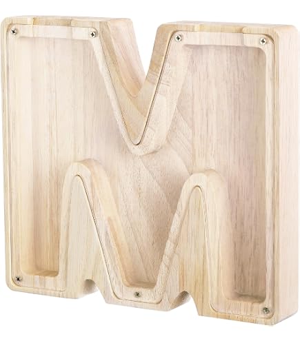 Tirelire Lettre En Bois HonGien - Autocollants Alphabétiques Inclus - Décoration Et épargne - 23cm