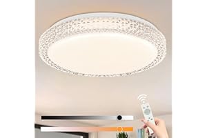 ZMH Lampa sufitowa LED, ściemniana, z pilotem zdalnego sterowania, 18 W, lampa do sypialni z pilotem zdalnego sterowania, Ø 30 cm, kryształowa, nowoczesne, gwiaździste niebo, okrągła lampa sufitowa do
