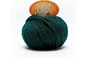 TRICOT CAFE' Tricot Café - Susy - Pelotes de laine mélangées à de l'acrylique fil doux durable et facile à travailler pour aiguille/crochet : 5.00/5.50 50 g Vert