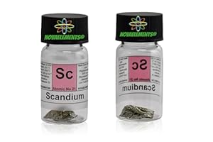 NOVAELEMENTS Scandium Metall Element 21 SC, 0,5 Gramm 99,999% in Fläschchen aus Glas mit Etikett
