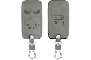 kwmobile Autoschlüssel Hülle kompatibel mit Renault 4-Tasten Smartkey Autoschlüssel (nur Keyless Go) - Kunstleder Schutzhülle Schlüsselhülle Cover Don't Touch My Key Grau