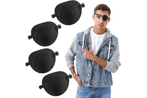 JJUNW 4 sztuki czarnych plastrów na oko medyczna opaska, regulowana 3D, dla dorosłych i dzieci