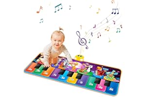 TAILMEI Kids Animals Musical Piano Mats with 25 Music Sounds, Touch Play Floor Keyboard Mat Carpet Animal Blanket Touch Playmat Early Education Toys for 1 2 3 4 5 6+ Years Old Girls Boys Toddlers