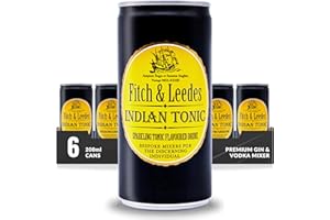 Fitch & Leedes Indian Tonic Water (4x200ml) / Erfrischendes Tonic Water / Südafrika / Toller Begleiter zum Gin [würzig, spritzig, elegant] (Einweg Dosen Preis incl. 1,00 € / 4 x 0,25€ DPG Einwegpfand)