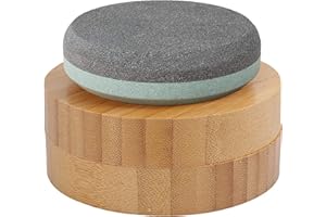 2 IN 1 Schleifstein Axt und Messer, LeapBeast Axt Schärfer Schleifstein für Messer, mit Bambussockel, Puck Schärfstein zum Meißel Äxte Küchenmesser Gartenwerkzeuge (240/800 Körnung)