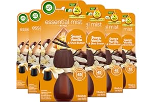 AIRWICK Air Wick Essential Mist Refills| Eliminates Odour and long lasting fragrance|Fragrance : Vanilla & Raspberry| Contains : 6 Refills| Usage: Lasts Upto 270 days (45 Days per refill)