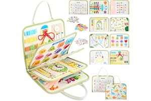 FUBABCO Busy Board Montessori pour Enfants, 9 in 1 Jeux Montessori Éducatif Jouets d'Activité et de Développement, Quiet Book, Jeux Voyage,Cadeau Enfants Garçon Fille 1 2 3 4 5 Ans