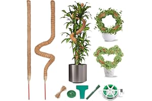 GEBRAZY Supporto per piante, supporto per piante rampicanti, supporto per piante, facile da allungare, ideale per piante da interno, per piante rampicanti, asta di cocco naturale (120 cm)