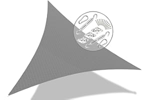 VOUNOT Toldo Vela de Sombra Triangular 3.6 x 3.6 x 3.6 m, Incluye 19 Kits de Montaje, Protección Rayos UV y HDPE Transpirable, para Exterior, Jardin, Patio, Gris