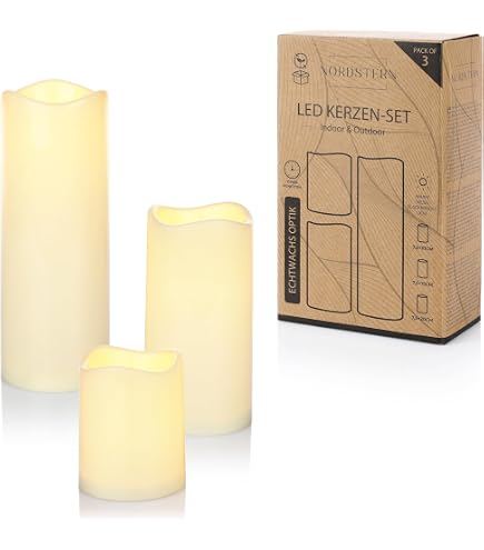 3 Candele LED Senza Fiamma Con Foglia D'Acero E Telecomando - Timer, Luce Tremolante, Per Halloween E Natale, Altezze 10-15cm
