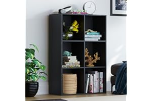 Vida Designs Durham Cube Bookcase Storage Organiser Living Room Bookshelf Home Office Furniture (6 Cube, Black)