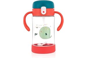‎ÜNEEQBABY ÜneeQbaby Active Plus Kiddy Becher mit 360 Grad gewichtetem Flexi-Strohhalm, bewegungssicher, Tritan - BPA-frei, weicher Auslauf, ein offener Knopf 300 ml (Noah Wassermelonenrot)
