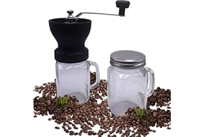 SNADI Moulin a cafe + 2 carafes en verre (Broyeur cafe grain). Lames en céramique spéciale pour un meilleur polissage. Design exclusif, élégant et facile à utiliser.