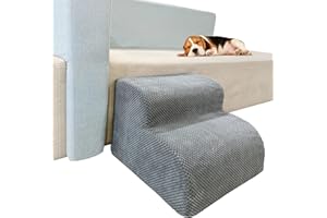 Bounabay Dog Steps for Sofa High Bed, 2-Steps Soft Comfortable Small Dog Ramp, Removable Washable Pet Stairs Hold Up 50lb for Small Older Injured Dogs Cats 40(L) x 30(H) x 40(W) CM