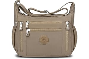 LUROON Bolso Mujer Bandolera Mediano, Casual Bolso Cruzado Mujer Impermeable Ligero Nailon Bolsos de Mano con Múltiples Bolsillos, Bolso Crossbody Bag para Escuela Viaje Uso Diario