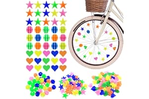 ZHENGYYUU 250 PcsBike Spoke Beads, Colorful Bicycle Spokey Dokeys, Multicoloured Plastic Clip Wheel Bicycle Reflectors, Bike Wheel Spokes Beads for Bike Accessories Spoke Decorations(Round, Star, Heart)