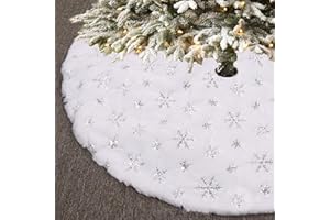 ‎SENSONG Sensong 78CM Weihnachtsbaum Decke Weißer Schneeflocke Weiss Plüsch Kunstfell Weihnachtsbaumdecke Christbaumständer Dekorationen Teppich