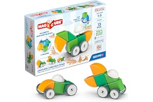 Geomag - Magicube 1+ Shapes - Blocchi Magnetici per Bambini - 4 Colori e Forme - Confezione da 13 Cubi - 100% Plastica Riciclata