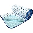 Story@Home Super Soft Cotton Leaf Pattern Lightweight Single Blanket/Duvet/Comforter/AC Dohar (56x86 Inches, White and Blue)