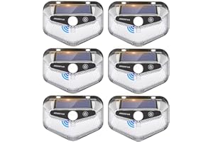 Aigostar Luz Solar Exterior,6 Paquete, 3 Modos, 270° Súper Brillante,Focos Led Exterior Solares con Sensor de Movimiento, IP65 Impermeable luces Solares para Jardín,Patio,Garaje,6500K
