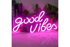 JEMESI Good Vibes Led Neon Signs, Neon Wall Lights, USB Decor Neon Light Sign for Bedroom Kidroom, Decoration for Home Party Bar Wedding Restaurant Club Birthday Wal l- Pink (16.1 x 8.2 inch)